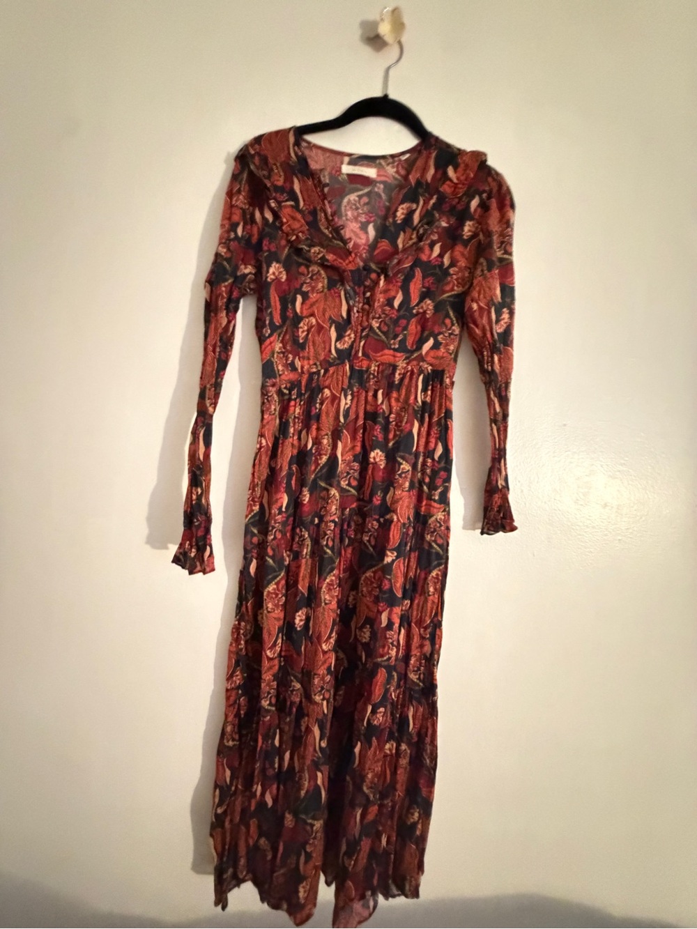 Doen Rust and Black Floral Tie-Front Maxi Dress - Picture 2 of 10